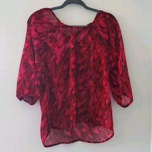 Express red sheer flowy blouse